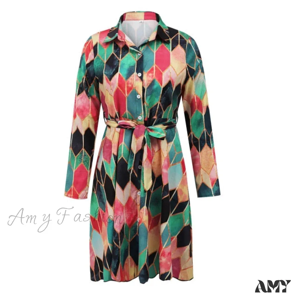 Amy Fashion - Sexy Party Colorful Print Dress