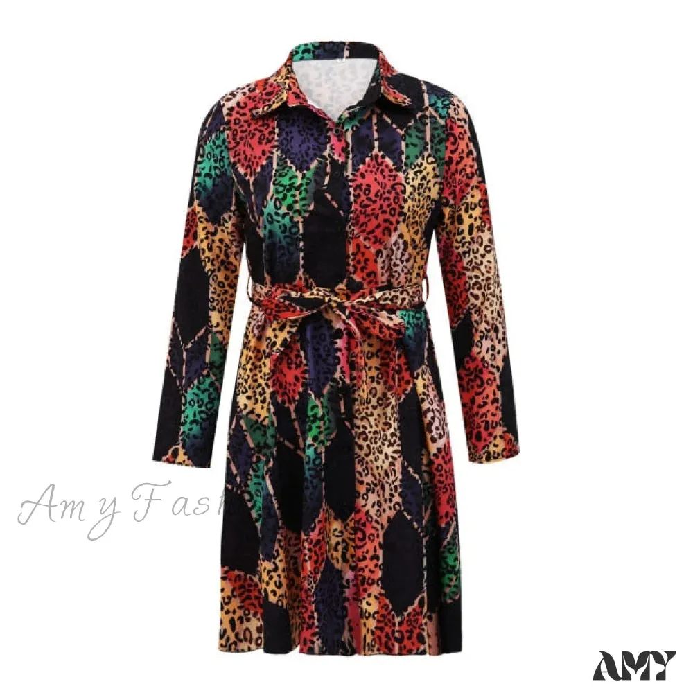 Amy Fashion - Sexy Party Colorful Print Dress