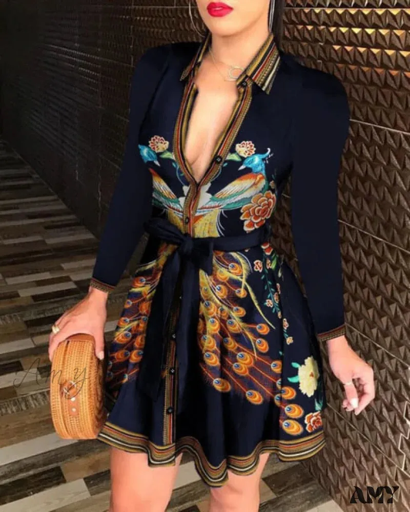 Amy Fashion - Sexy Party Colorful Print Dress