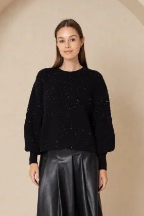 Black Sequin Knit Top