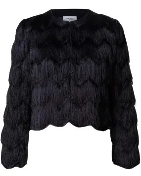 Black Zig Zag Fringe Crop Jacket