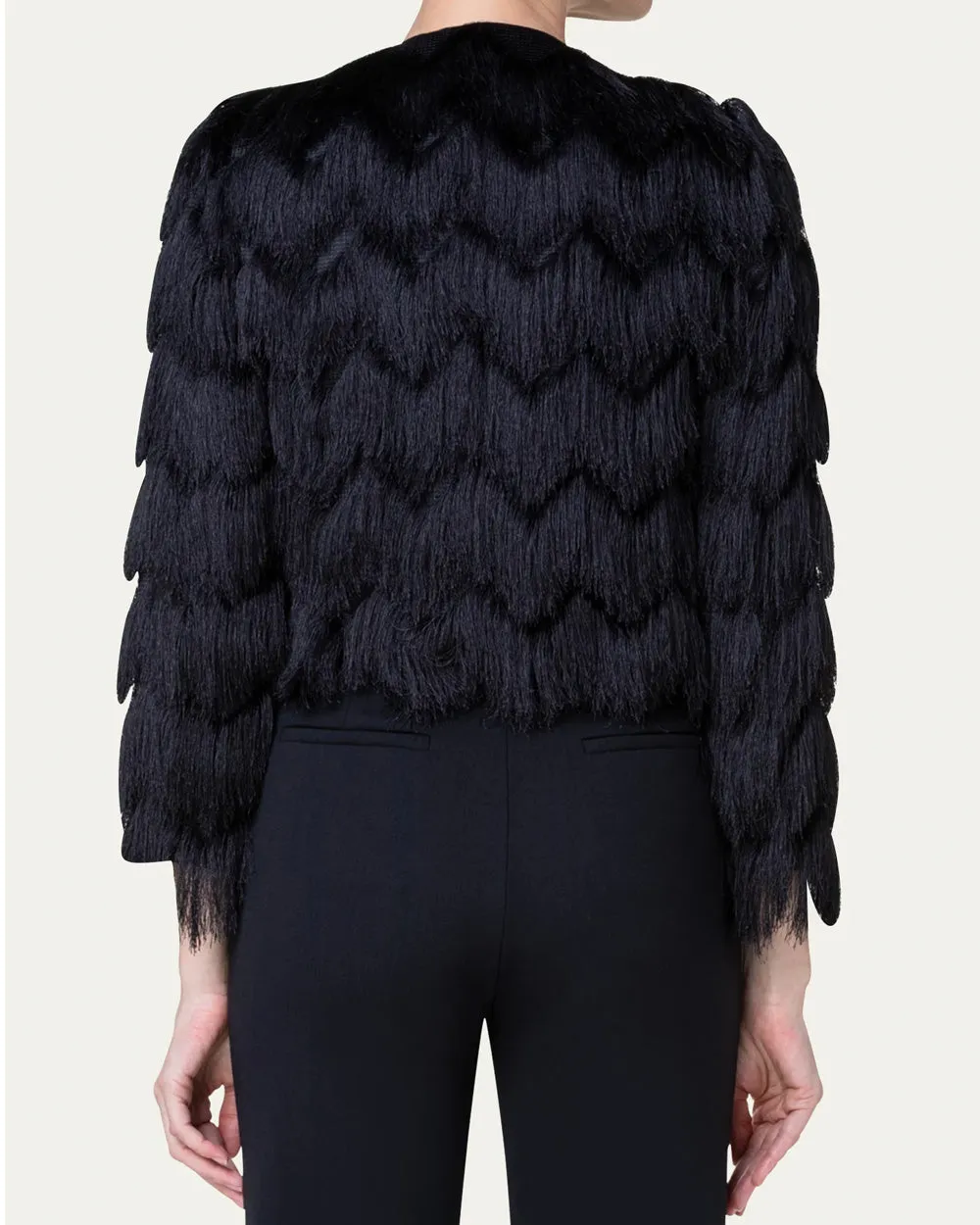 Black Zig Zag Fringe Crop Jacket