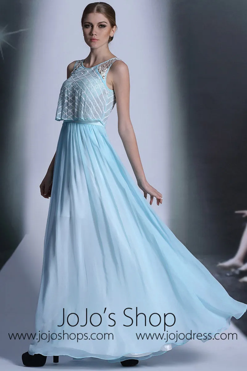 Bohemian Blue Chiffon Formal Evening Dress DQ830958