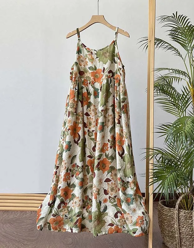 Bohemian Holiday Loose Floral Sling Dress