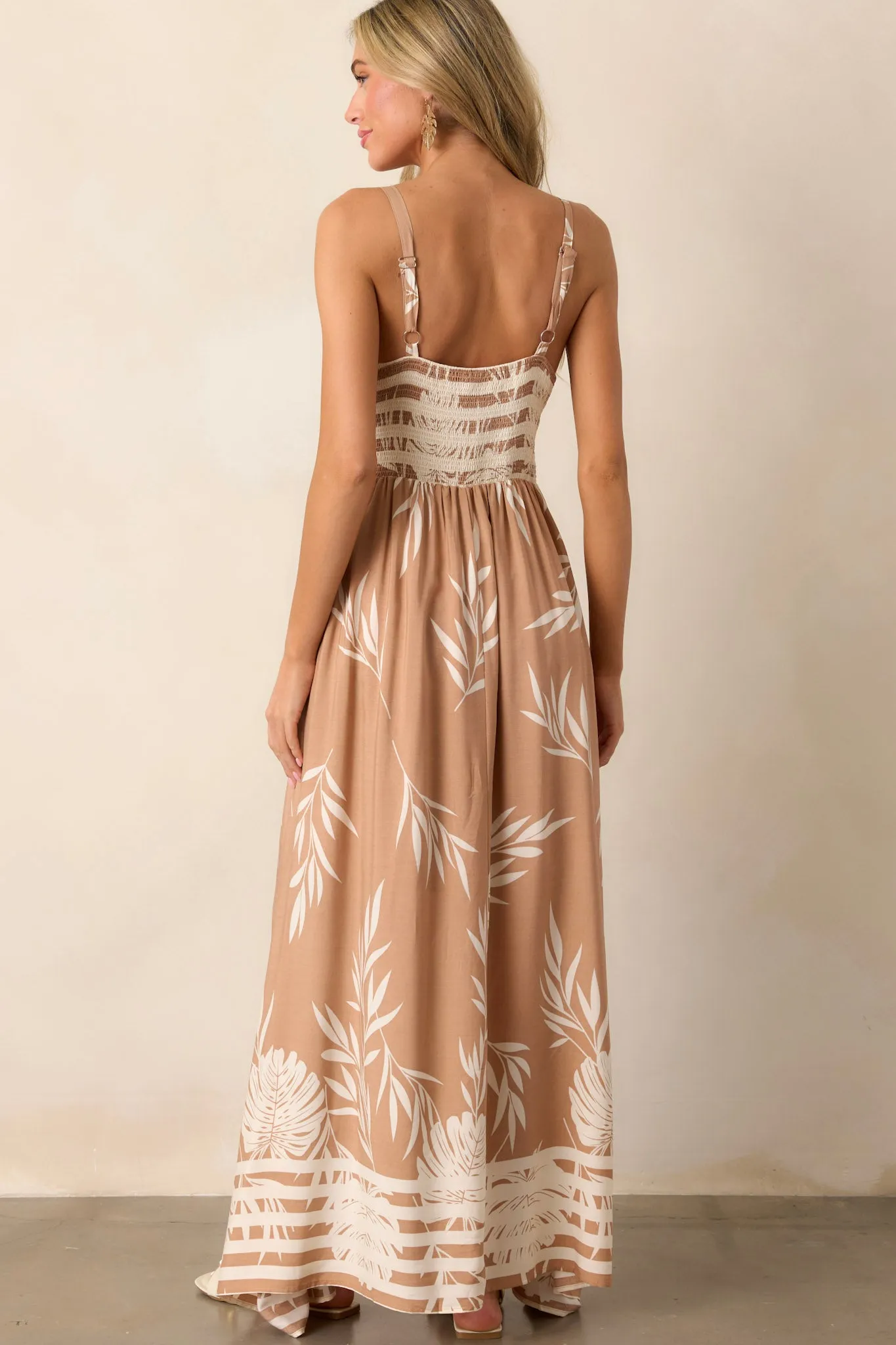 Bohemian Life Tan Floral Maxi Dress