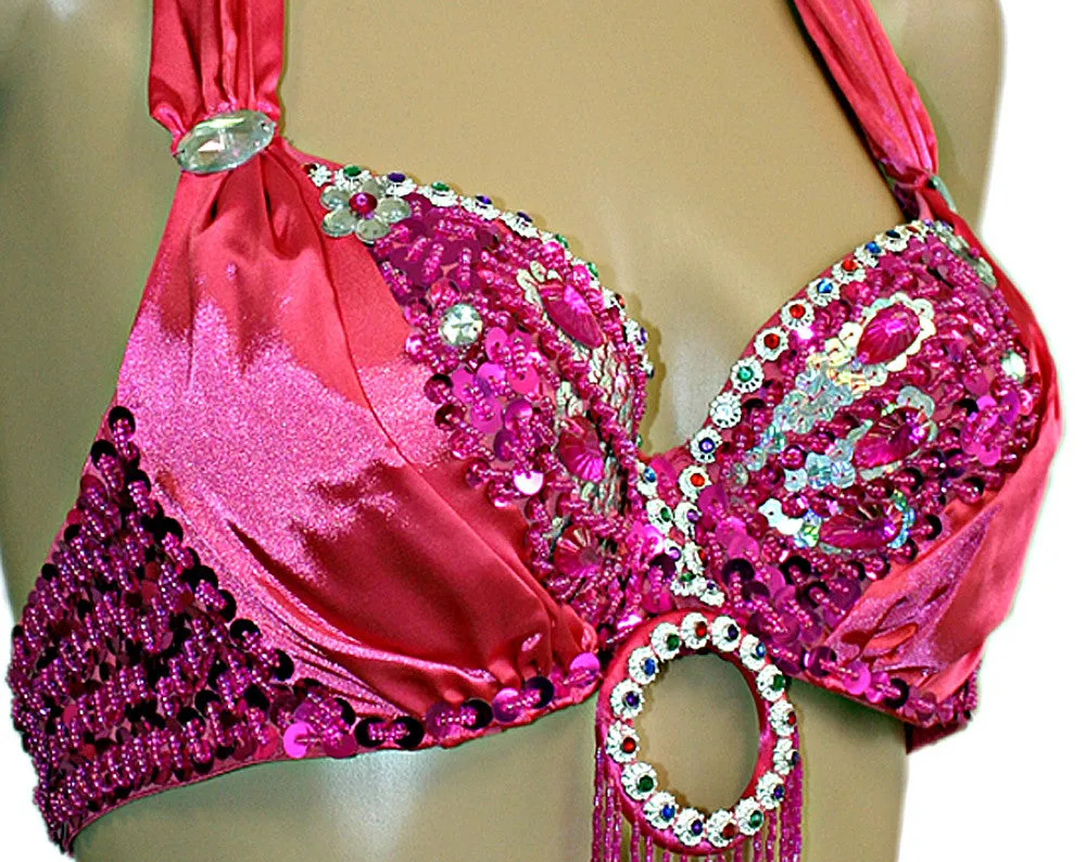 Butterfly Fancy Halter Embellished Sequin Belly Dance Bra Top