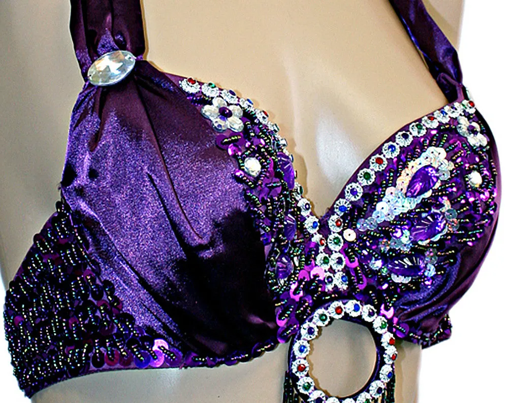 Butterfly Fancy Halter Embellished Sequin Belly Dance Bra Top