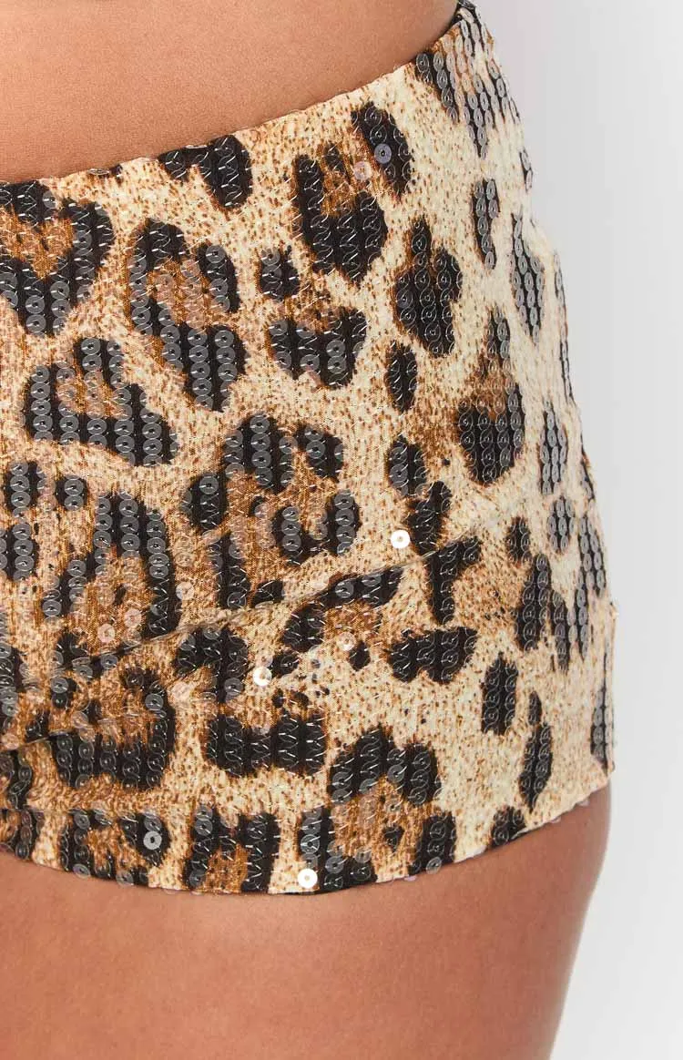 Calithea Leopard Sequin Micro Shorts