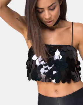 Candence Crop Top in Galaxy Tear Drop Sequin