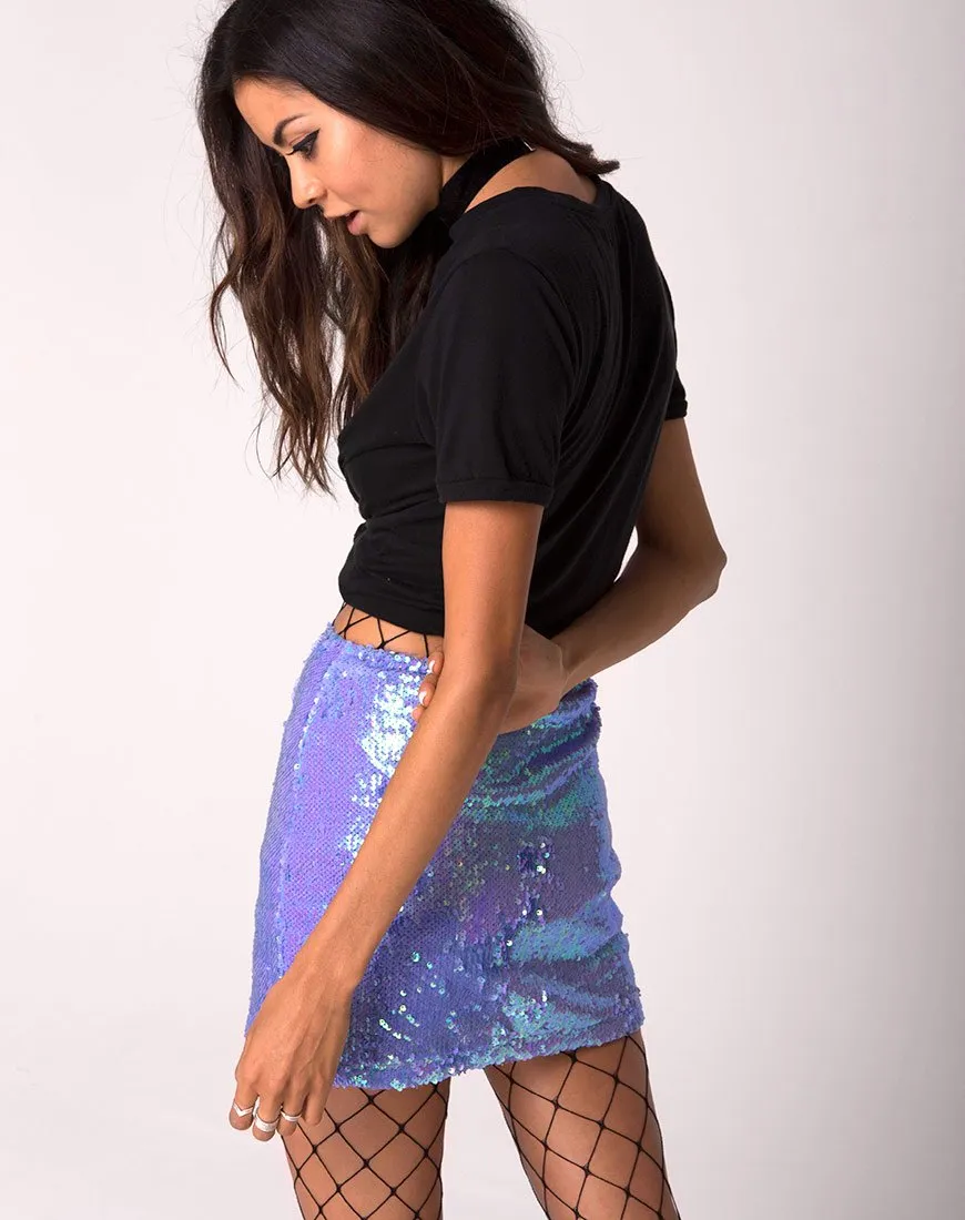 Cherry Tube Skirt in Mermaid Fishcale Sequin