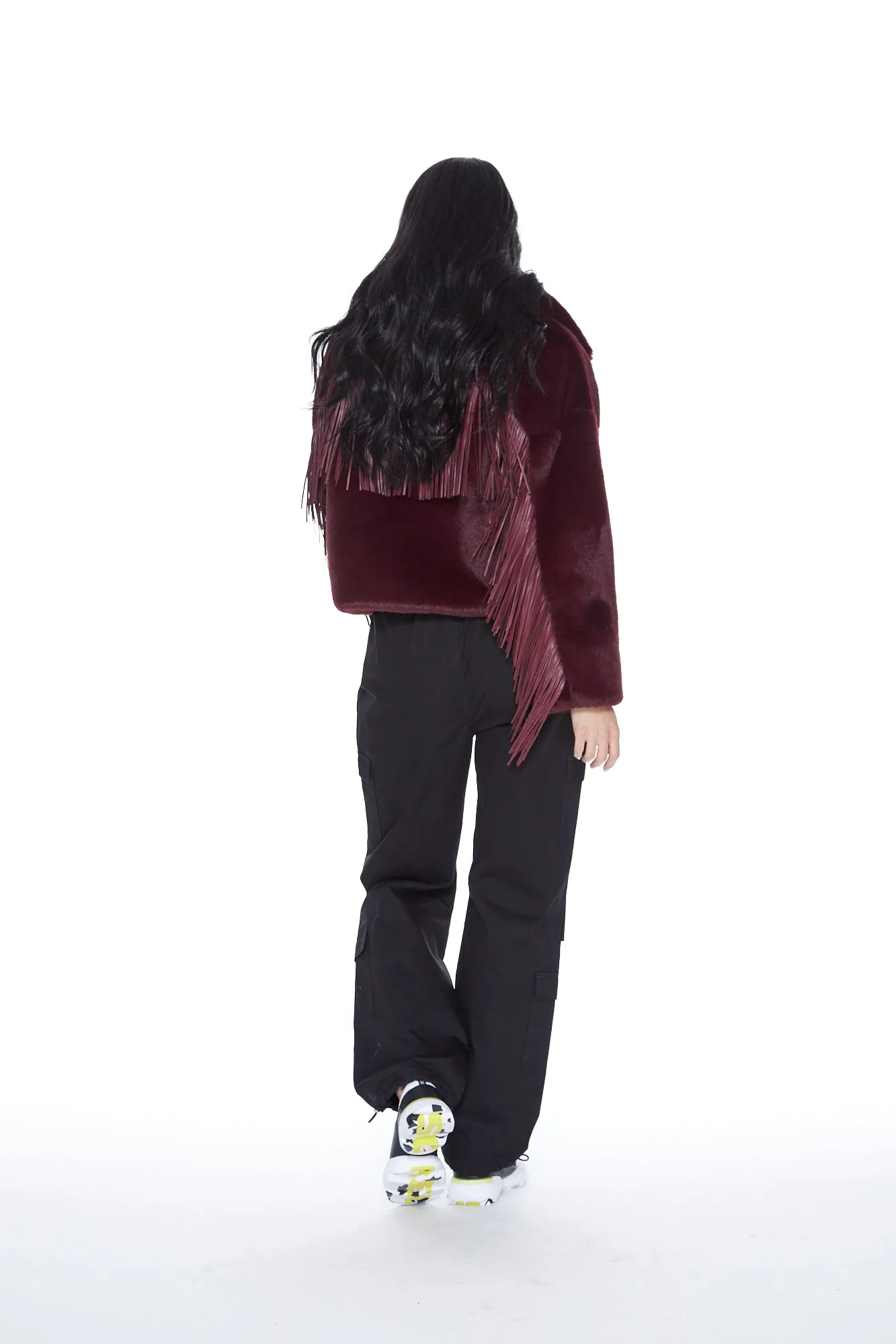 Dancing In The Moonlight Fringe Jacket in Merlot