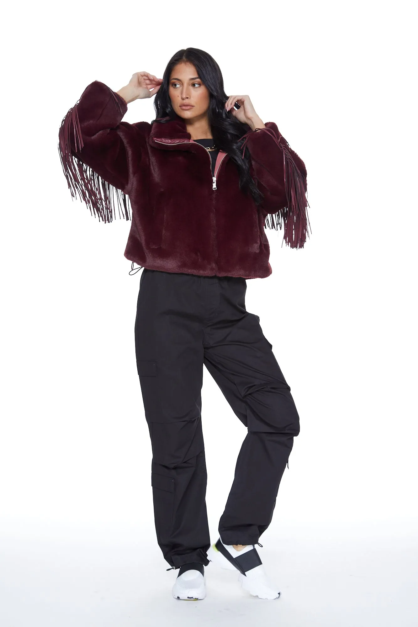 Dancing In The Moonlight Fringe Jacket in Merlot