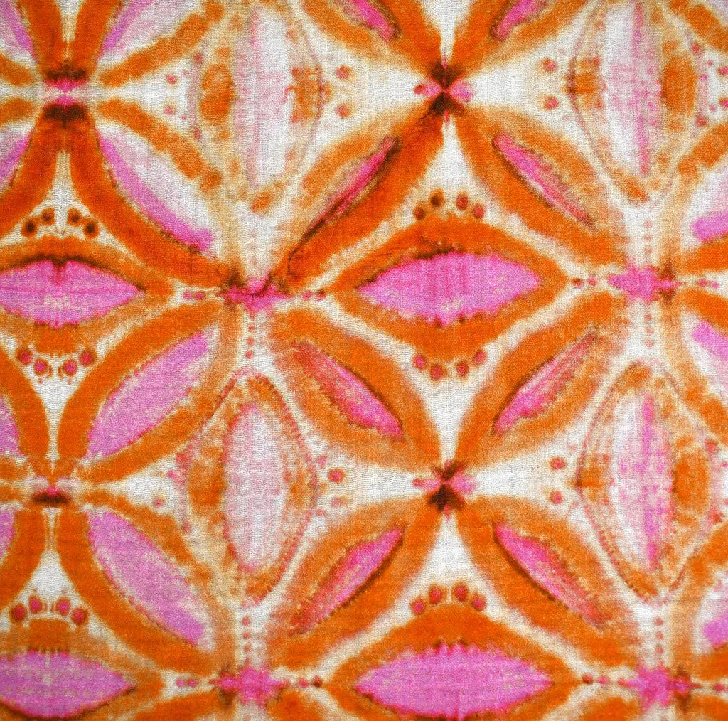 Designer Watercolor Medallion Double Gauze Tangerine/Pink