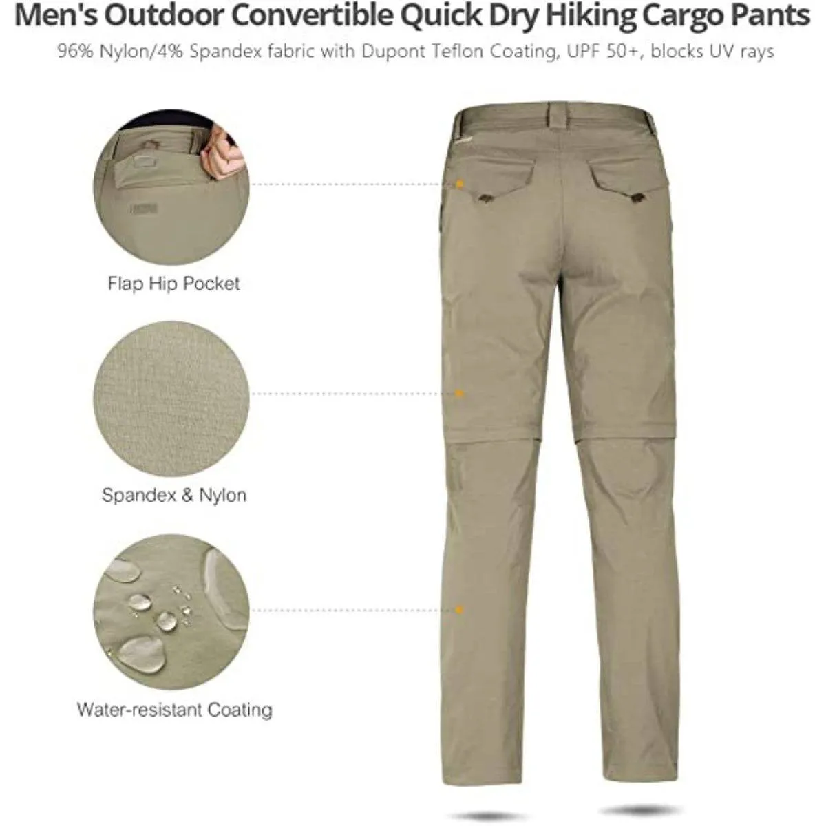 FALCON Men's Outdoor Convertible Hiking Pants