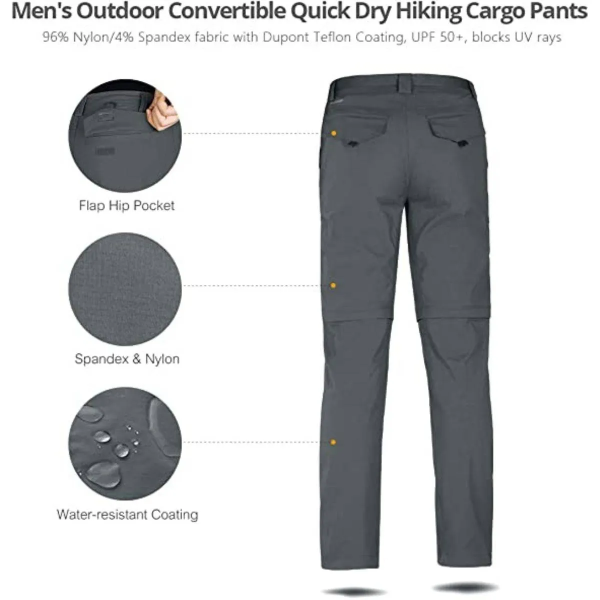 FALCON Men's Outdoor Convertible Hiking Pants