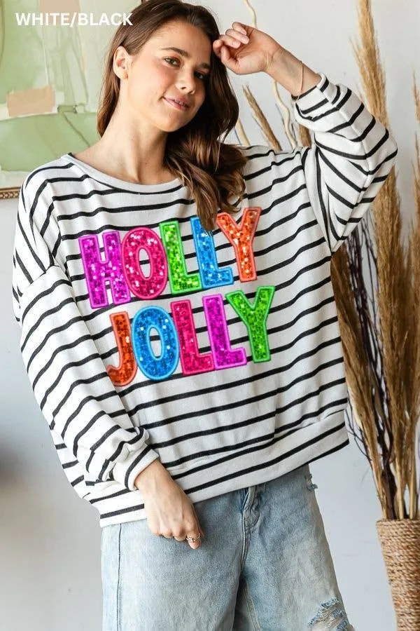 Holly Jolly Sequin Patch in an Oversized Sweatshirt