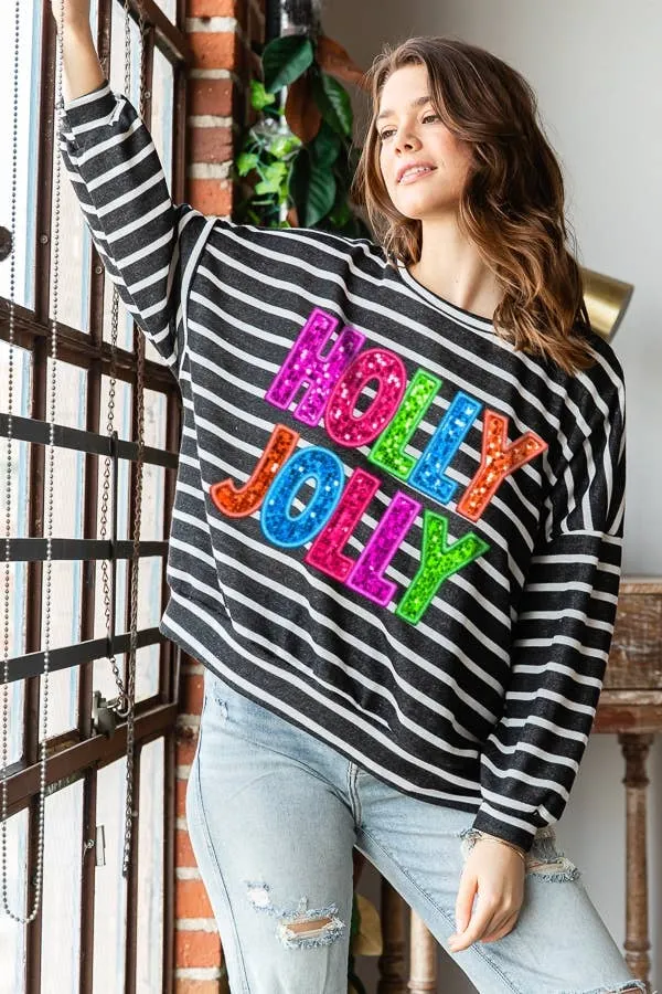 Holly Jolly Sequin Patch in an Oversized Sweatshirt