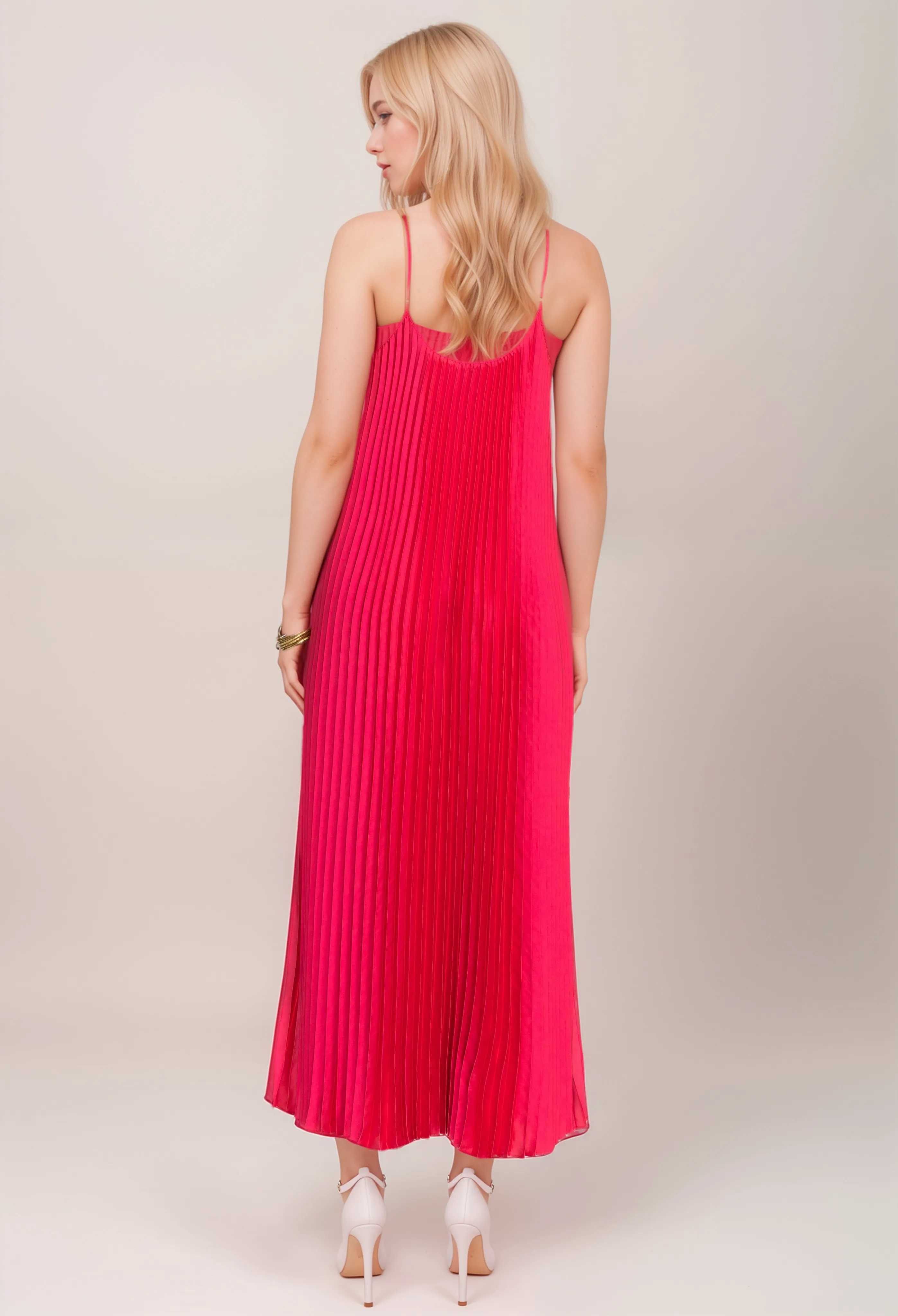 Johnny Was Jade Tye Pleated Pink Maxi Dress L38724 Boho Chic