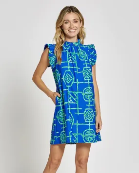 Jude Connally Shari Dress Bamboo Lattice Cobalt Grass