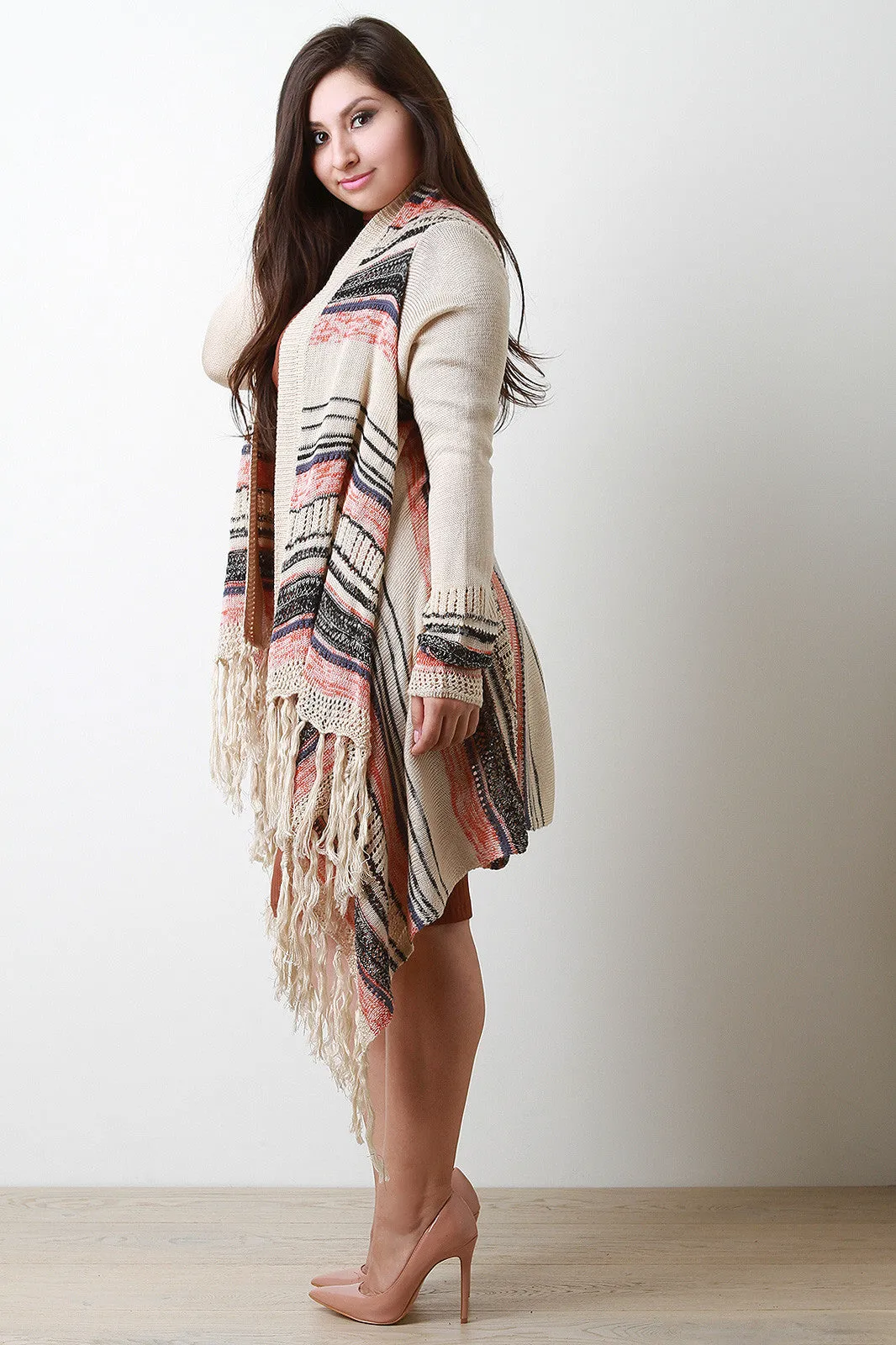 Knitted Handkerchief Fringe Cardigan