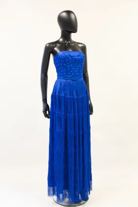 Lapis - Blue Fringed Silk Gown