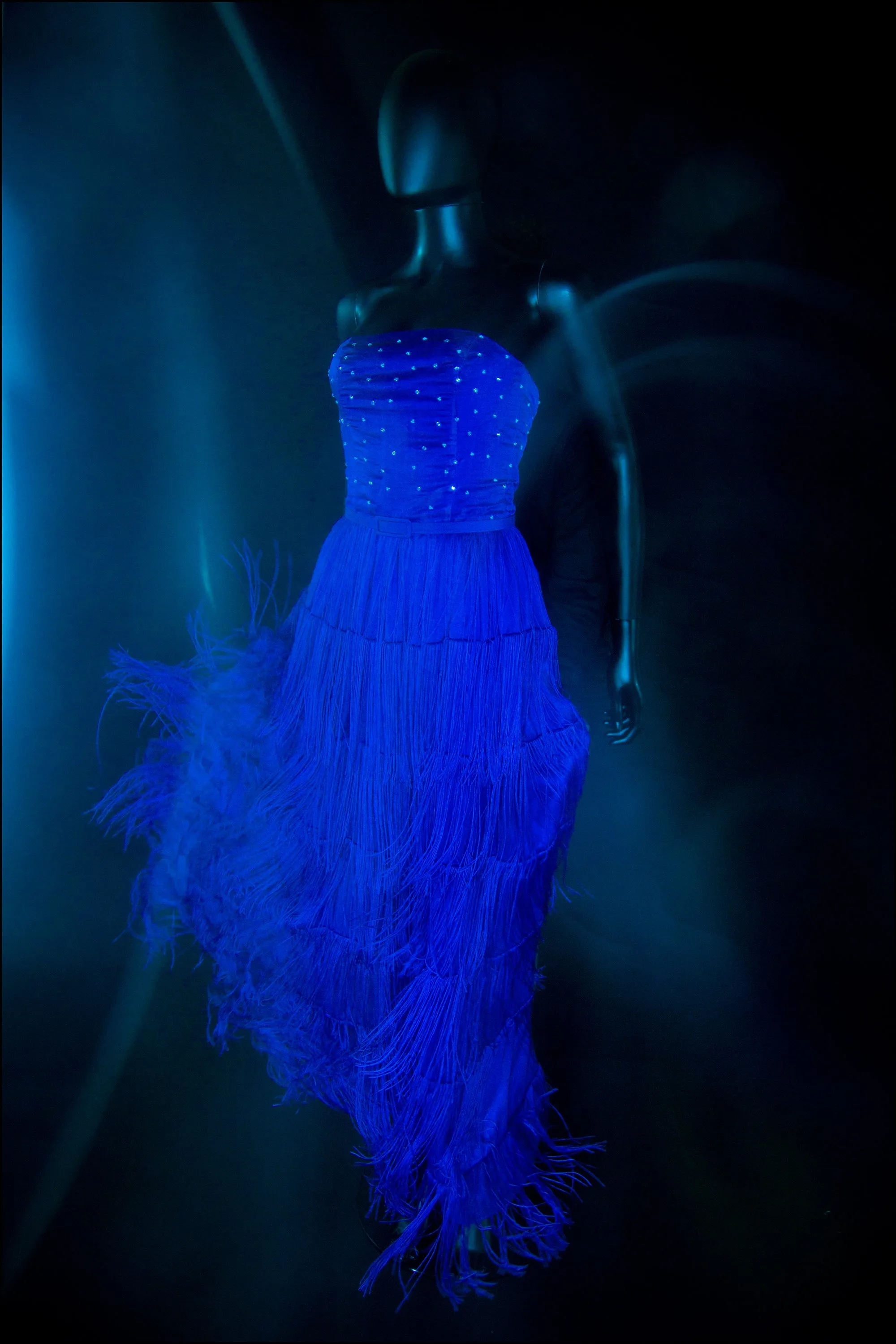 Lapis - Blue Fringed Silk Gown