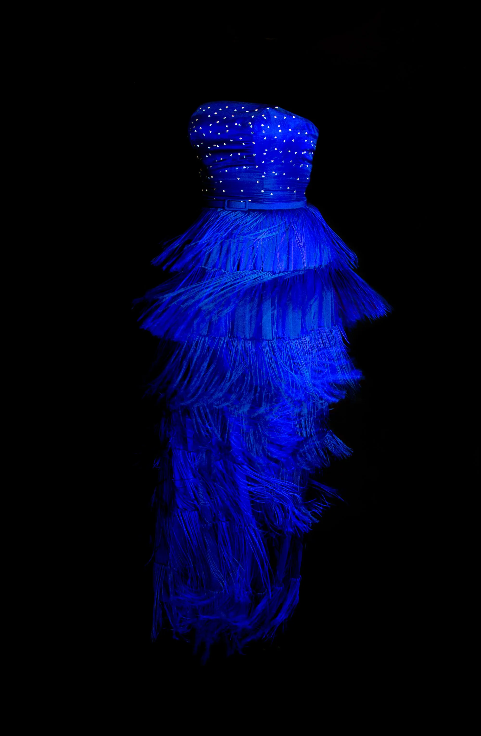 Lapis - Blue Fringed Silk Gown