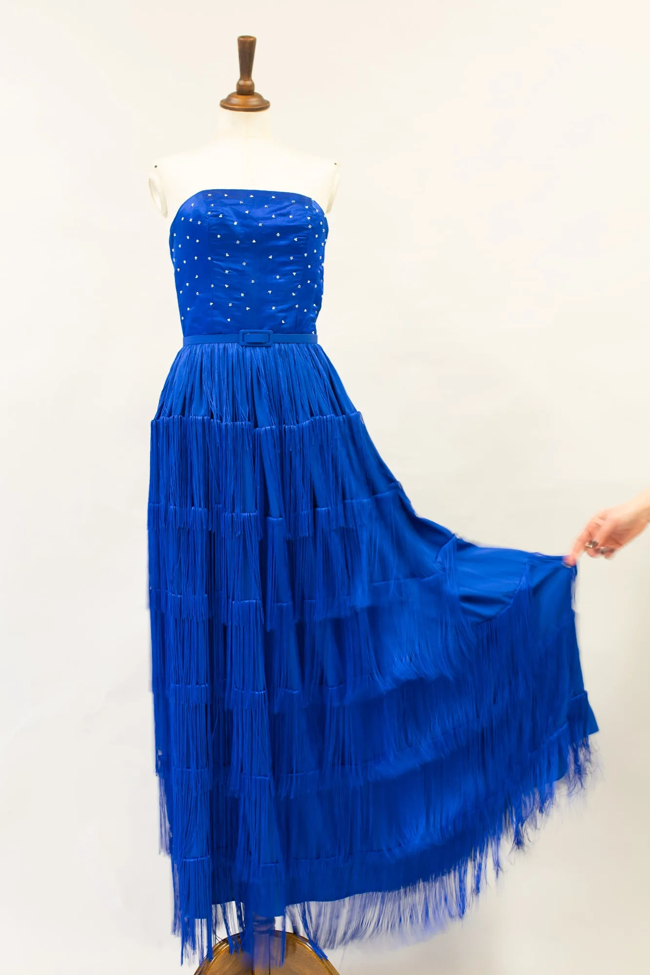 Lapis - Blue Fringed Silk Gown