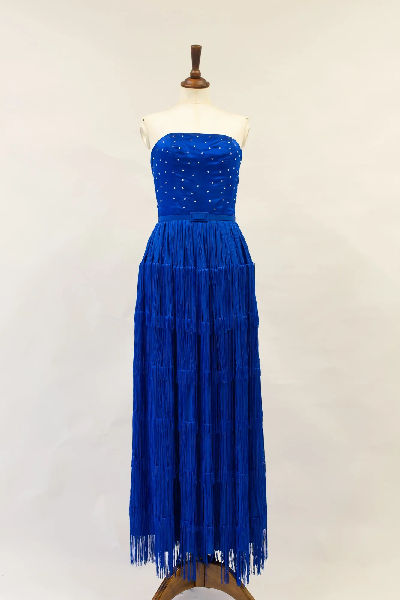 Lapis - Blue Fringed Silk Gown