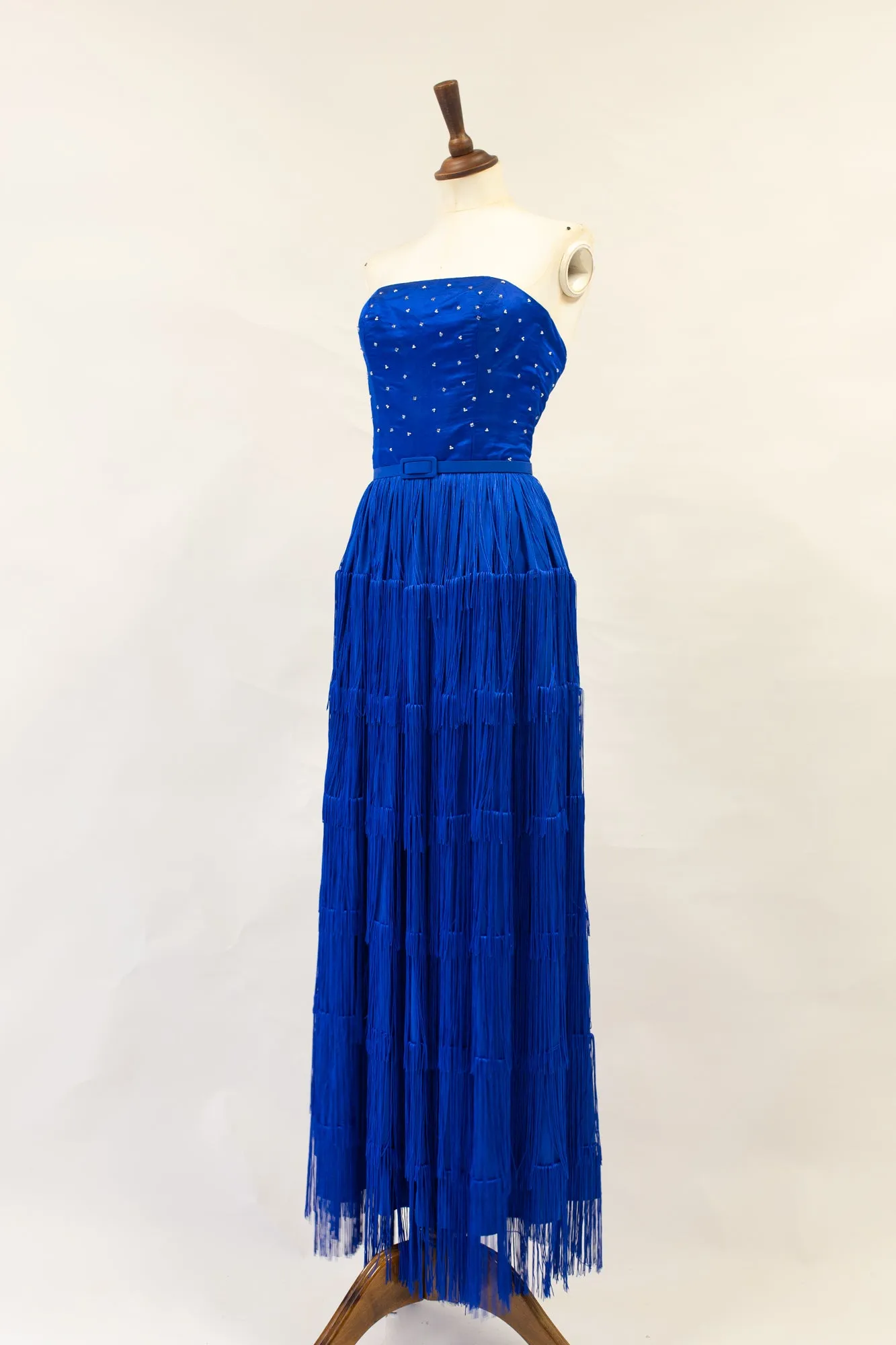 Lapis - Blue Fringed Silk Gown