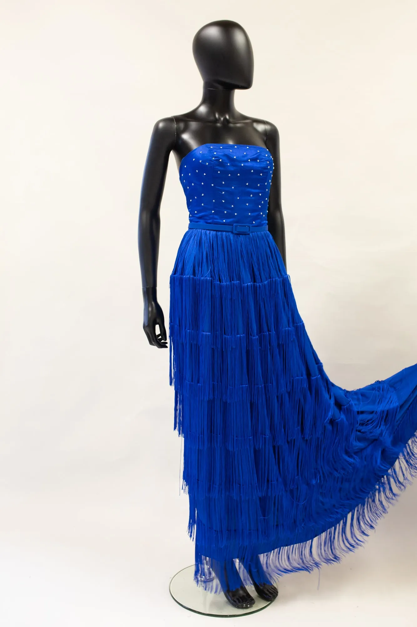 Lapis - Blue Fringed Silk Gown