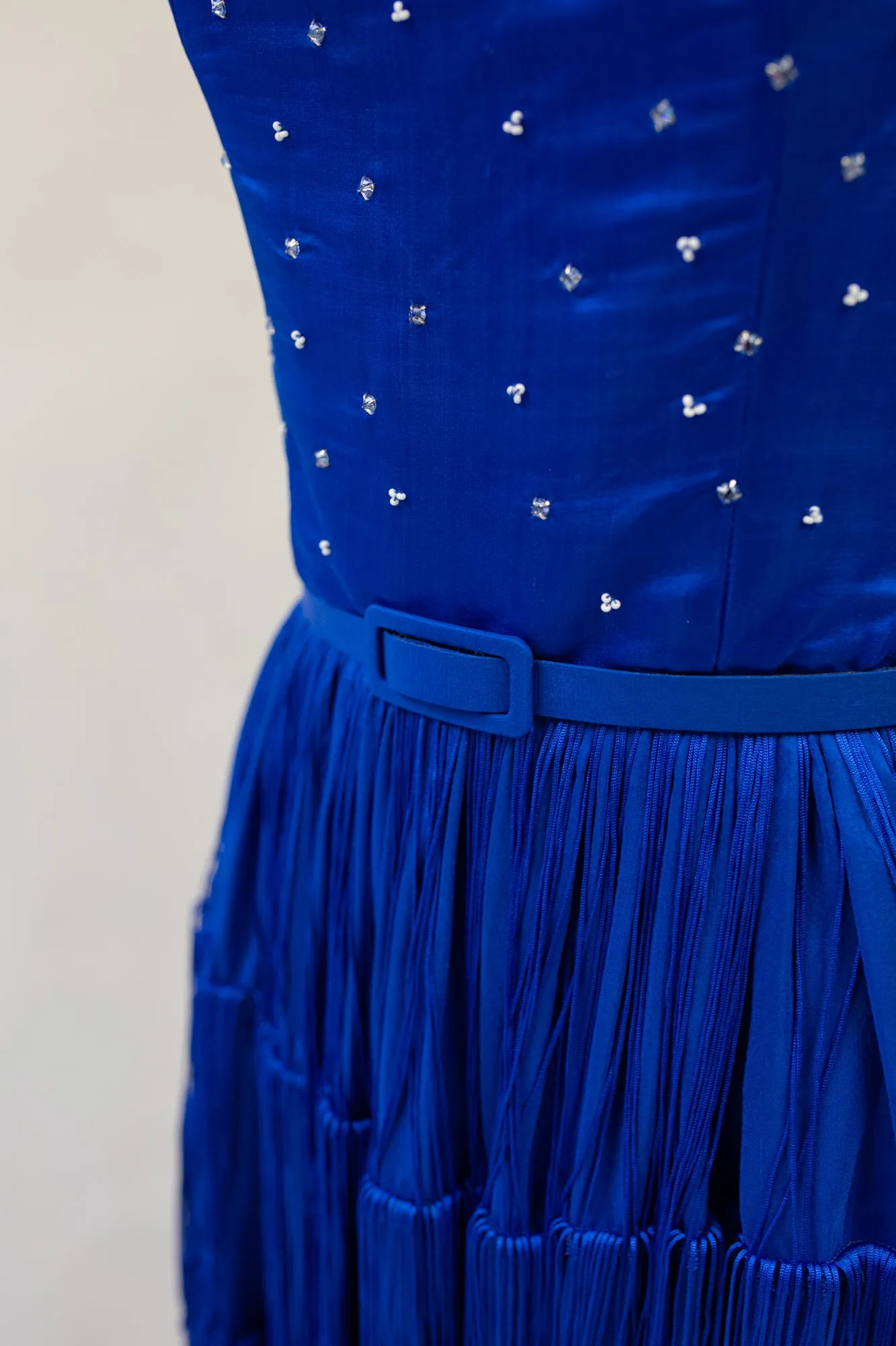 Lapis - Blue Fringed Silk Gown