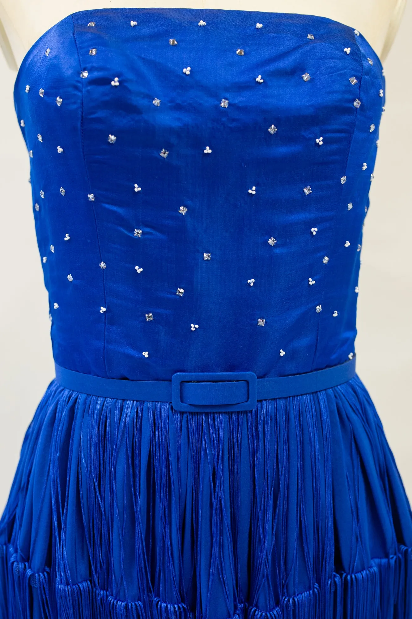 Lapis - Blue Fringed Silk Gown