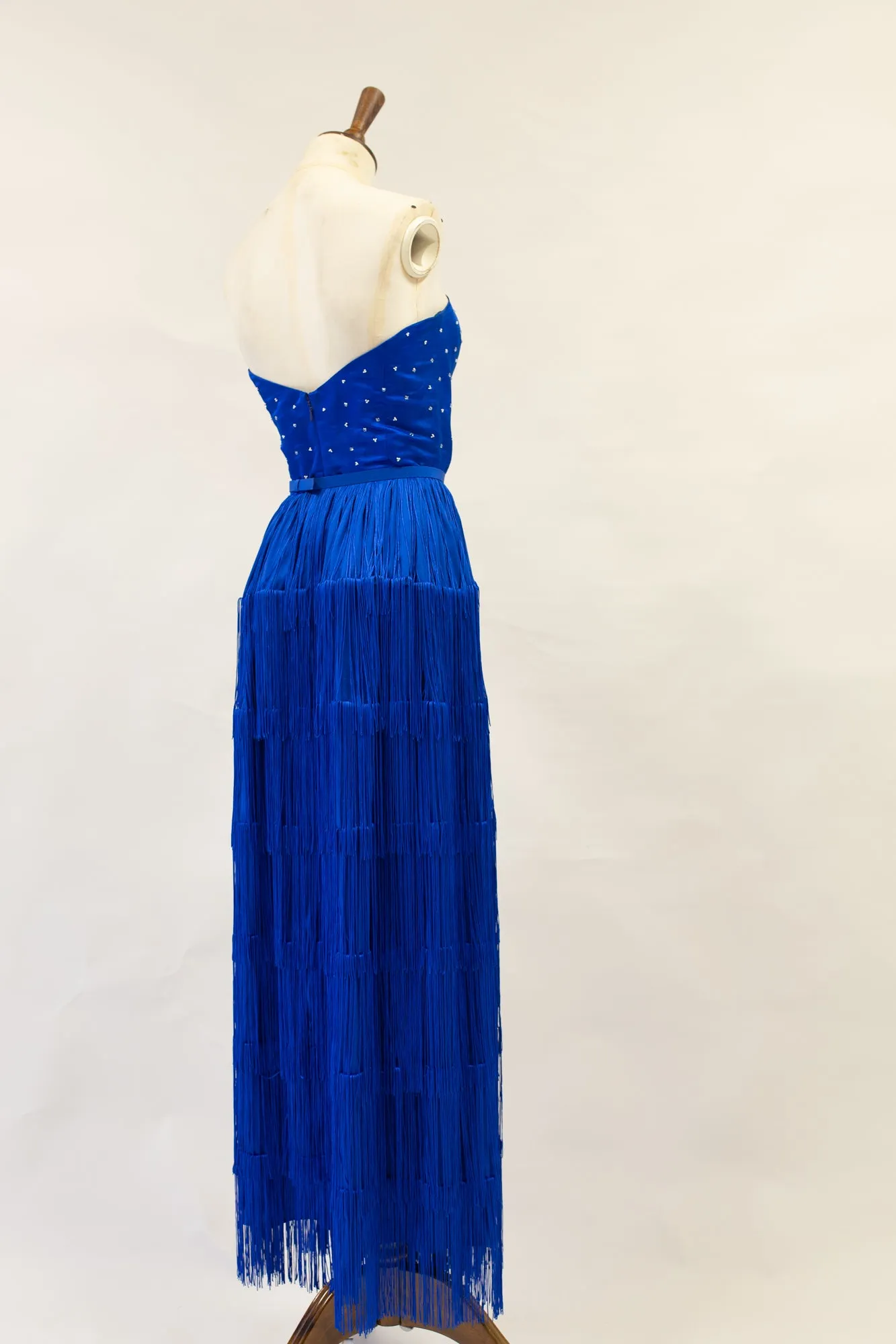 Lapis - Blue Fringed Silk Gown