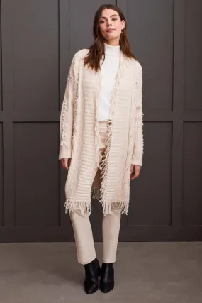 L/S SWEATER CARDIGAN W/ FRINGE