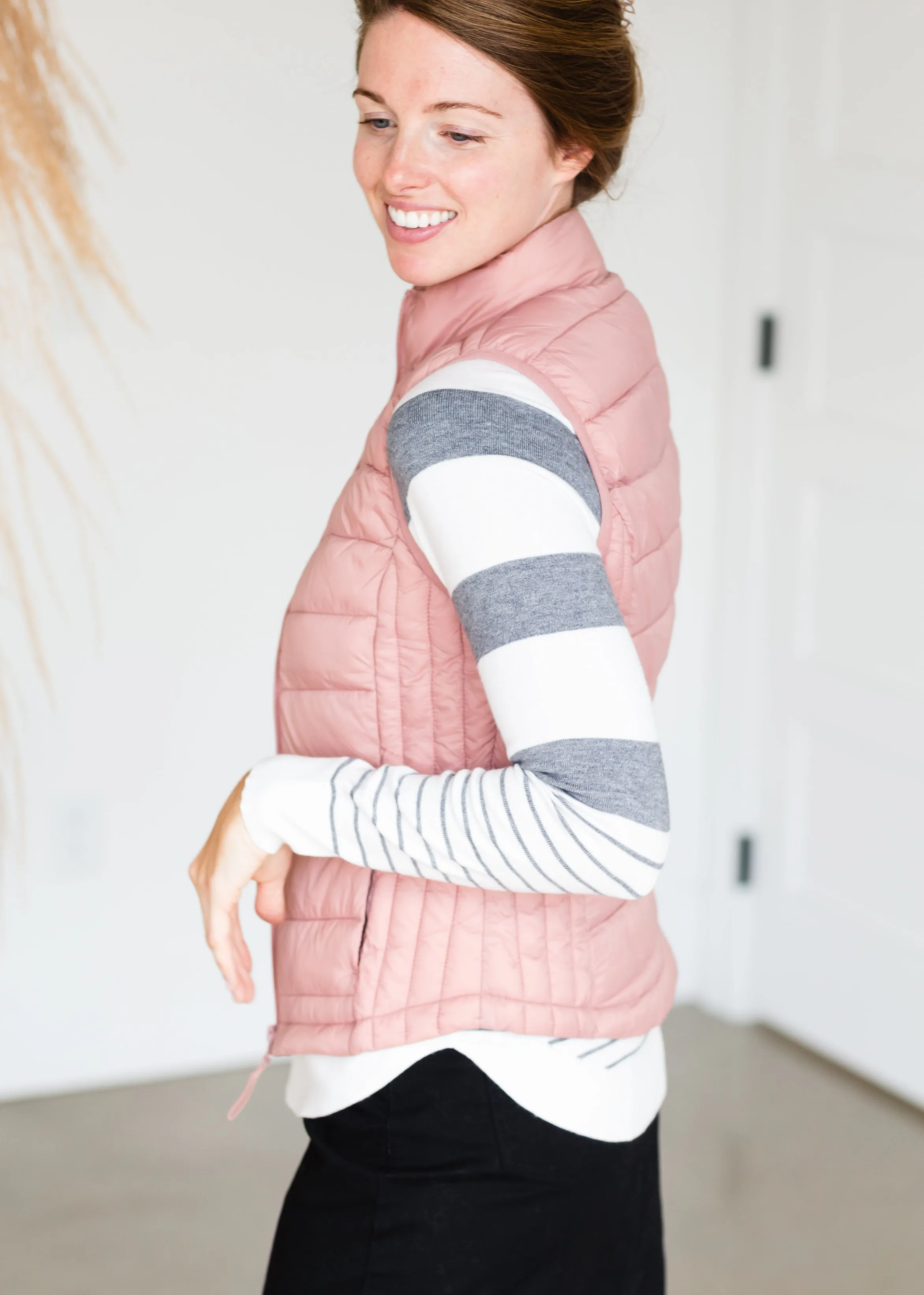 Mauve Packable Puffer Vest