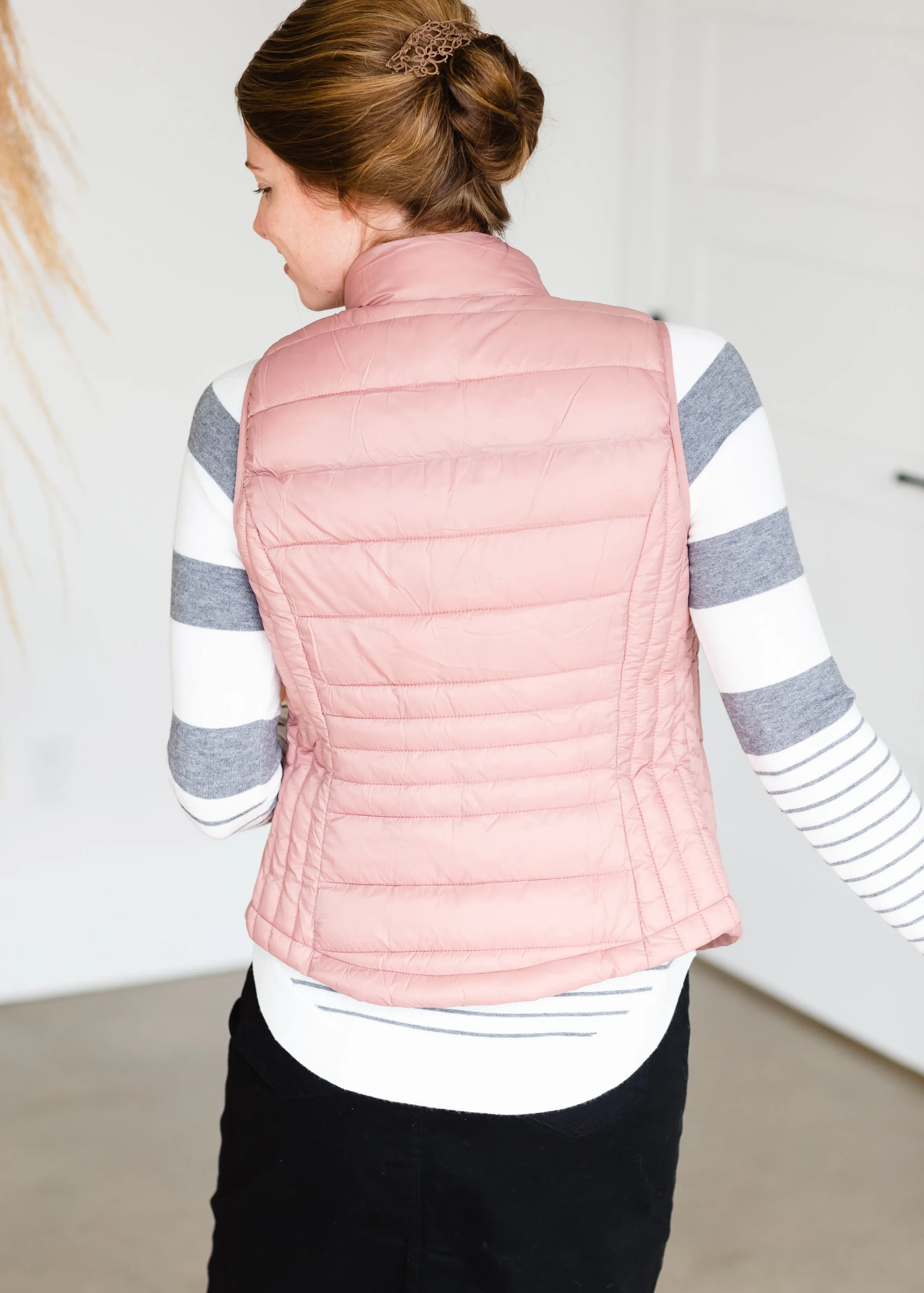 Mauve Packable Puffer Vest