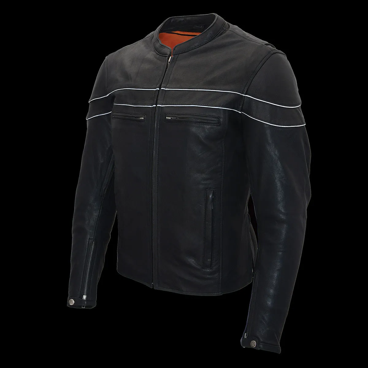 Milwaukee Leather MLM1525 Men's ‘Crossover’ Black Leather Lightweight MC Jacket