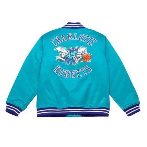 Mitchell & Ness Charlotte Hornets Heavyweight Satin Jacket Teal