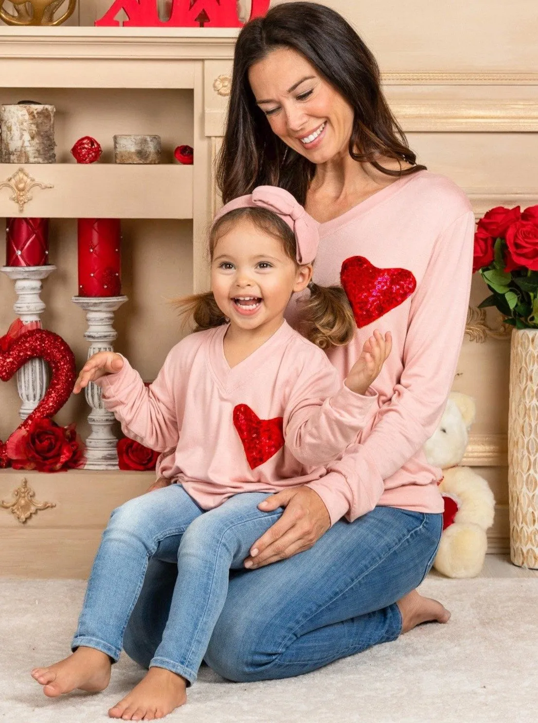 Mommy and Me Shining Heart Pink Top