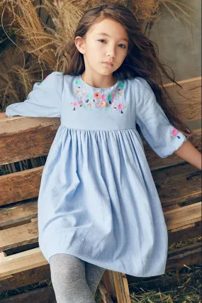 Nellystella Clover Girls Dress - Dusty Periwinkle