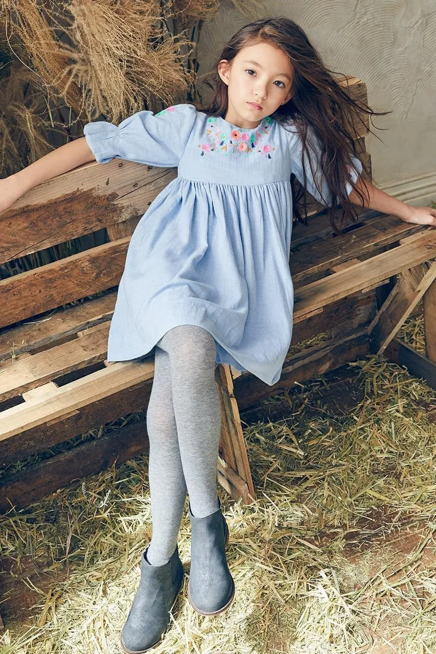 Nellystella Clover Girls Dress - Dusty Periwinkle