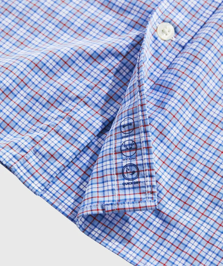 On-The-Go Nylon Check Shirt in Chk Jake Blue by Vineyard Vines