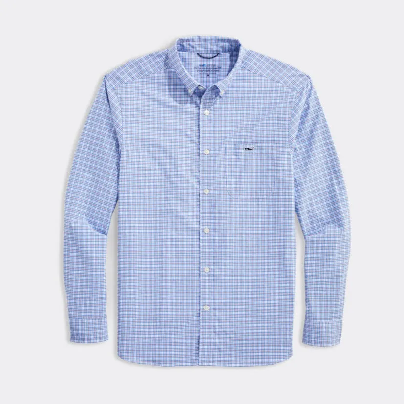 On-The-Go Nylon Check Shirt in Chk Jake Blue by Vineyard Vines