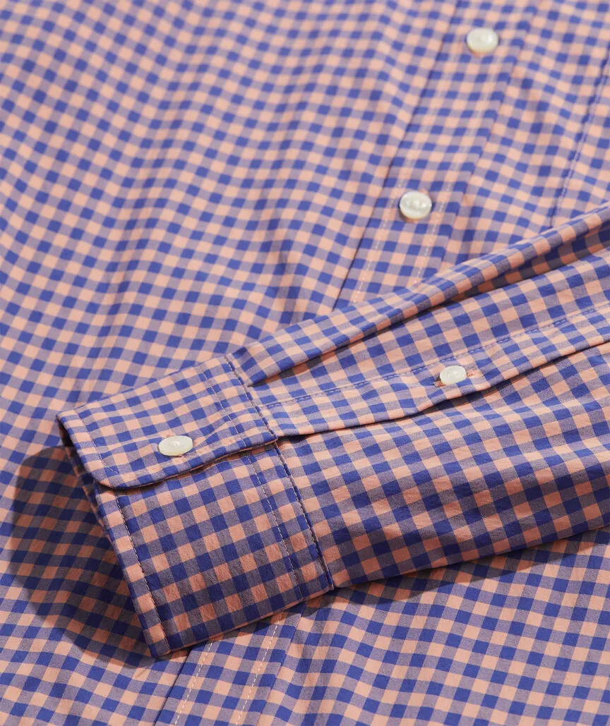 On-The-Go Nylon Gingham Shirt in Ging Tequila Sunrise by Vineyard Vines