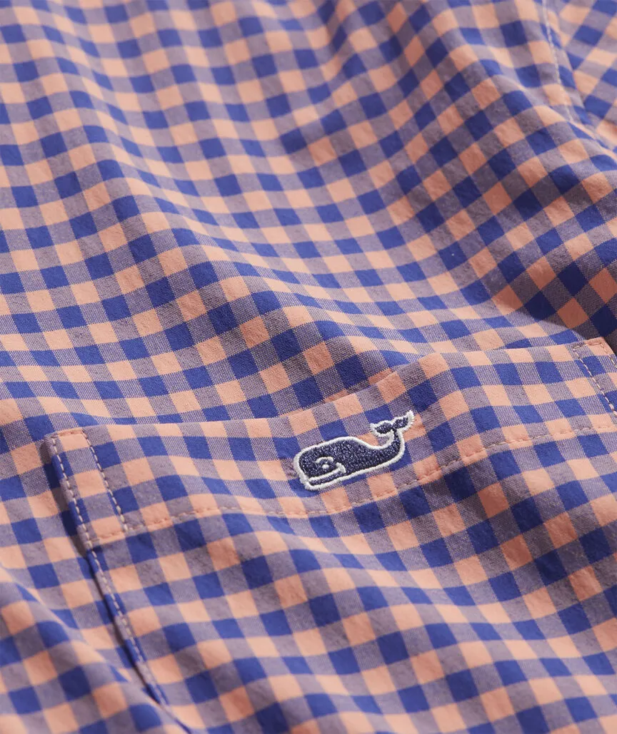 On-The-Go Nylon Gingham Shirt in Ging Tequila Sunrise by Vineyard Vines