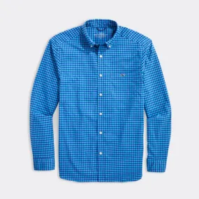 On-The-Go Nylon Gingham Shirt in Gingham Aqua Ocean by Vineyard Vines