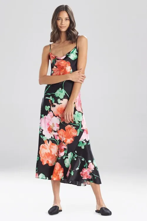 Peony Blossoms Silk Gown