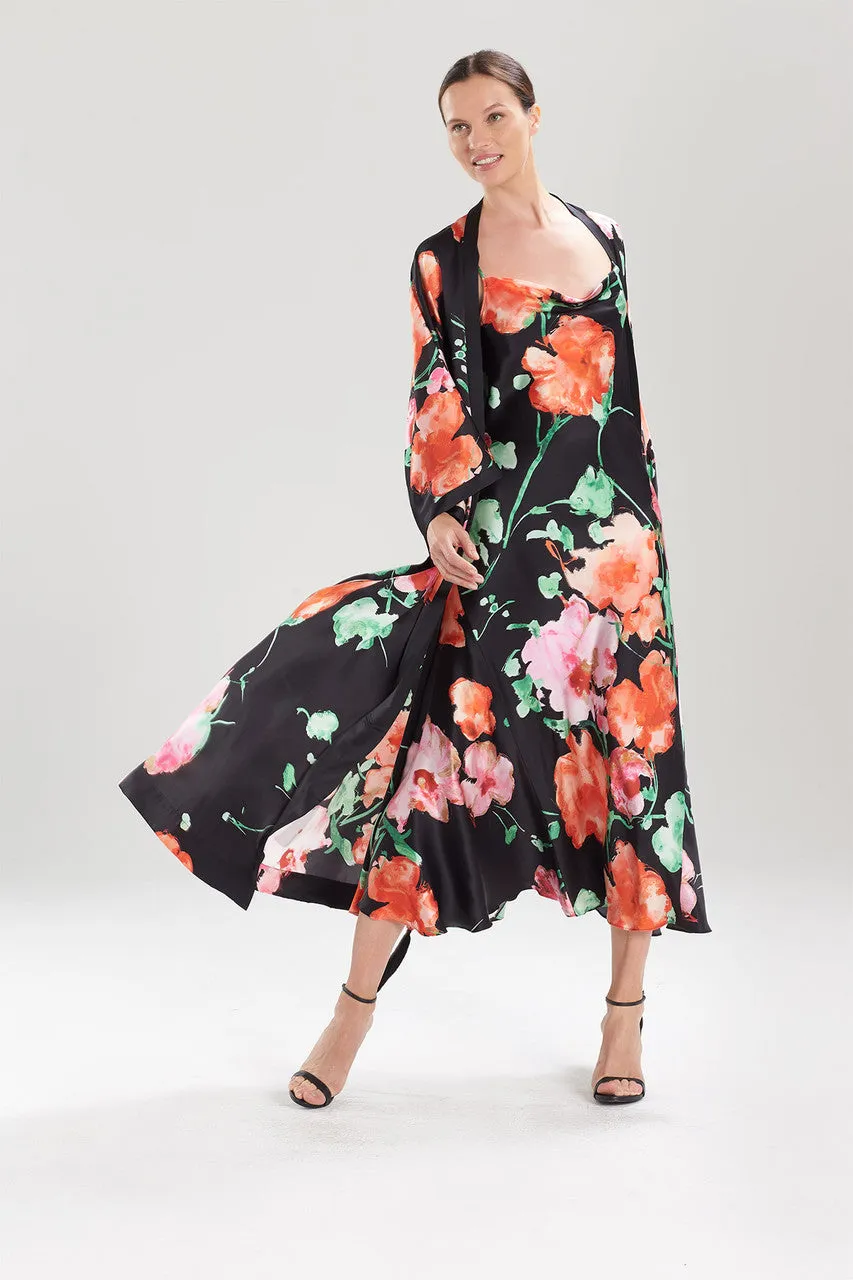 Peony Blossoms Silk Gown