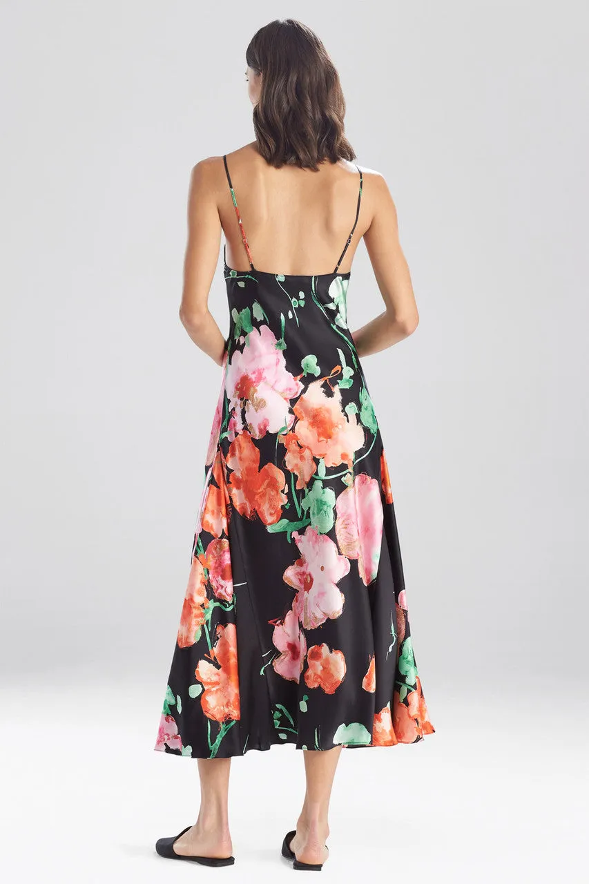 Peony Blossoms Silk Gown